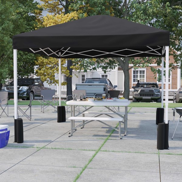 Flash Furniture 10'x10' Black Pop Up Canopy Tent with Wheeled Case JJ-GZ1010PKG-BK-GG